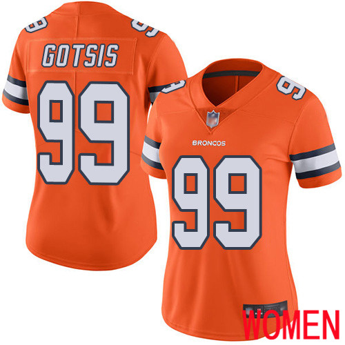 Women Denver Broncos #99 Adam Gotsis Limited Orange Rush Vapor Untouchable Football NFL Jersey